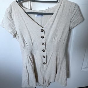 Linen Lux Beige Romper